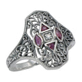 Art Deco style, Diamond, sterling silver rings, front view