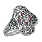 Art Deco style, Diamond, sterling silver rings, front view