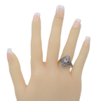 Detail view of Art Deco Style Filigree Diamond Ring w/ 4 Natural Rubies highlighting Diamond