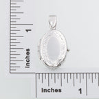 Detail view of Etched Border Design Oval Locket - Engravable highlighting design details
