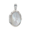 Pearl, Mother of Pearl, sterling silver lockets, front view