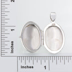 Detail view of Fresh Water Mother of Pearl Oval Locket Pendant highlighting Pearl, Mother of Pearl