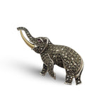 Back view of Fine Bead Set Marcasite Elephant Pin or Brooch showing 925 sterling silver hallmark and pin back