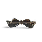 Detail view of Fine Bead Set Marcasite Narrow Bow Pin or Brooch highlighting Marcasite