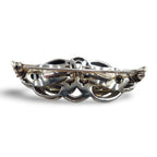 Detail view of Fine Bead Set Marcasite Art Nouveau Style Swirly Winged Pin or Brooch highlighting Marcasite