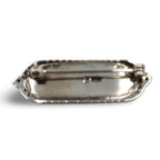 Detail view of Fine Bead Set Marcasite Black Onyx Pin or Brooch highlighting Black Onyx, Marcasite