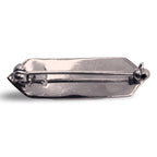 Detail view of Fine Bead Set Art Deco Style Marcasite MOP Pin or Brooch highlighting Marcasite