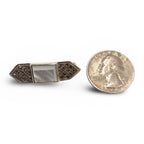 Detail view of Fine Bead Set Art Deco Style Marcasite MOP Pin or Brooch highlighting Marcasite