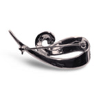 Detail view of Fine Bead Set Marcasite Simple Swirly Pin or Brooch - Sterling Silver Art Nouveau Style highlighting Marcasite