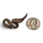 Detail view of Fine Bead Set Marcasite Super Swirly Pin or Brooch - Sterling Silver Art Nouveau Style highlighting Marcasite