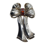 Garnet, Marcasite, sterling silver brooches / pins, front view