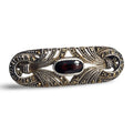 Art Deco style, Garnet, Marcasite, sterling silver brooches / pins, front view