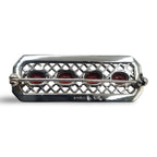 Detail view of Fine Bead Set Marcasite Pin or Brooch with 4 Oval Faceted Garnets highlighting Garnet, Marcasite