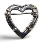Detail view of Fine Bead Set MOP Marcasite Heart Pin or Brooch with Blue Topaz and Sapphire highlighting Blue Topaz, Sapphire