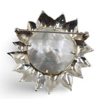 Detail view of Fine Bead Set Marcasite MOP Sunburst Pin or Brooch w/ Gold Vermeil - Sterling Silver Art Deco Style highlighti