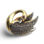 Ruby, Marcasite, sterling silver brooches / pins, front view