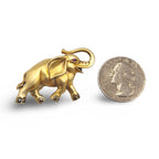 Detail view of Gold Vermeil Elephant Pin or Brooch with Marcasites and Ruby Eye highlighting Ruby, Marcasite
