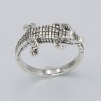 Back view of Alligator Ring - Sterling Silver - Highly Detailed showing 925 sterling silver hallmark