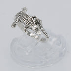 Detail view of Alligator Ring - Sterling Silver - Highly Detailed highlighting design details