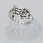 Detail view of Alligator Ring - Sterling Silver - Highly Detailed highlighting design details