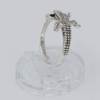 Detail view of Alligator Ring - Sterling Silver - Highly Detailed highlighting design details