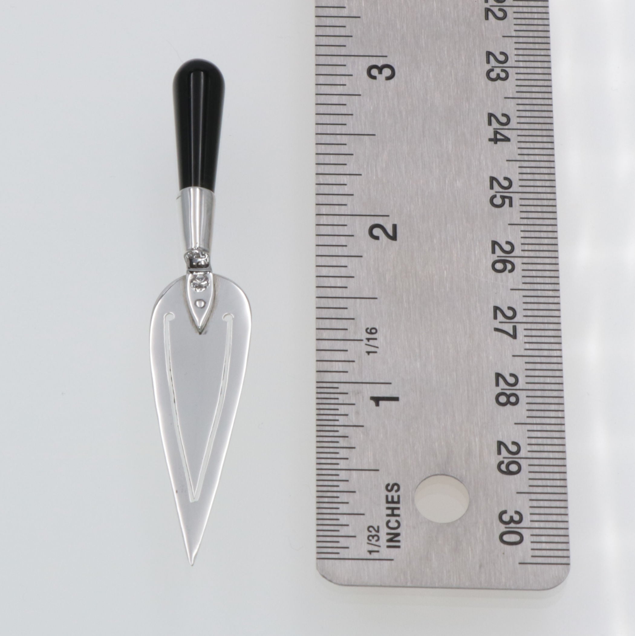 Detail view of Trowel Bookmark Black Onyx Handle highlighting Black Onyx, Onyx