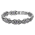 Victorian style, Amethyst, Marcasite, sterling silver bracelets, front view