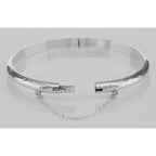 Back view of Sweet Sterling Silver Children's Bangle Bracelet - 5 mm showing 925 sterling silver hallmark and toggle or lobst
