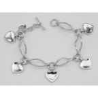 Back view of Beautiful Ferroni Italian made Twisted Heart Bracelet - 7 inch showing 925 sterling silver hallmark and toggle o