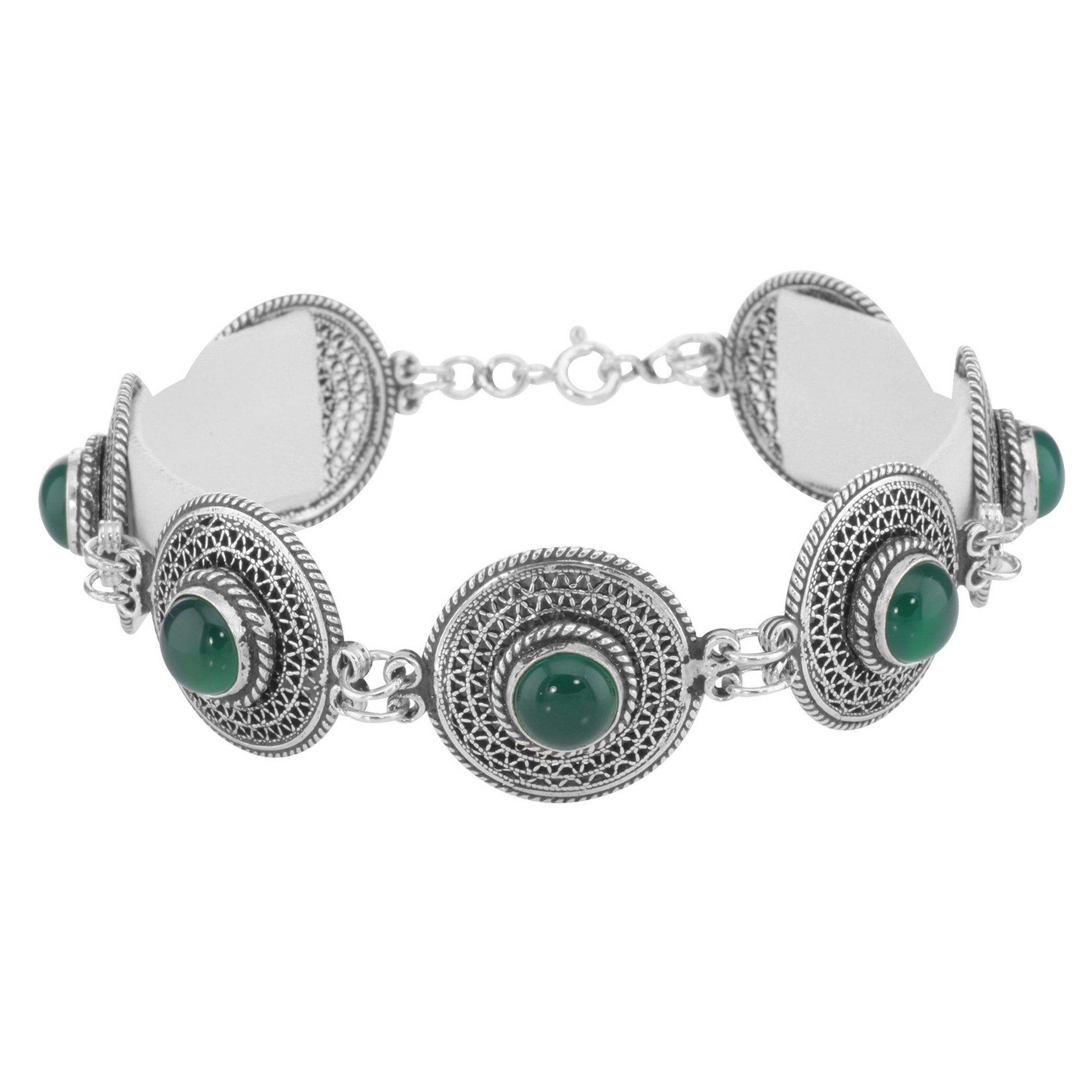 Filigree, sterling silver bracelets, front view