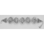 Back view of Antique Style Black Onyx Filigree Bracelet showing 925 sterling silver hallmark and toggle or lobster clasp