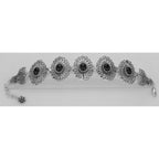 Detail view of Antique Style Black Onyx Filigree Bracelet highlighting Black Onyx, Onyx