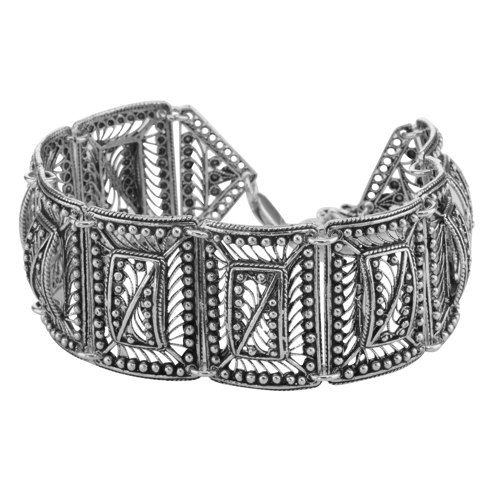 Victorian style, sterling silver bracelets, front view