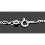 Back view of Figaro Link Chain Necklace - 18 inch showing 925 sterling silver hallmark and spring ring clasp