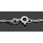 Back view of Light Oval Cable Chain Necklace - 20 inch showing 925 sterling silver hallmark and spring ring clasp