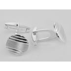 Back view of Fine Italian made Round Engravable Cuff Links showing 925 sterling silver hallmark