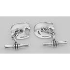 Back view of Cuff Links - Cufflinks Horse - Toggle Style showing 925 sterling silver hallmark