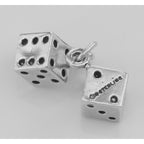 Back view of Lucky Dice Charm or Pendant showing 925 sterling silver hallmark and spring ring clasp