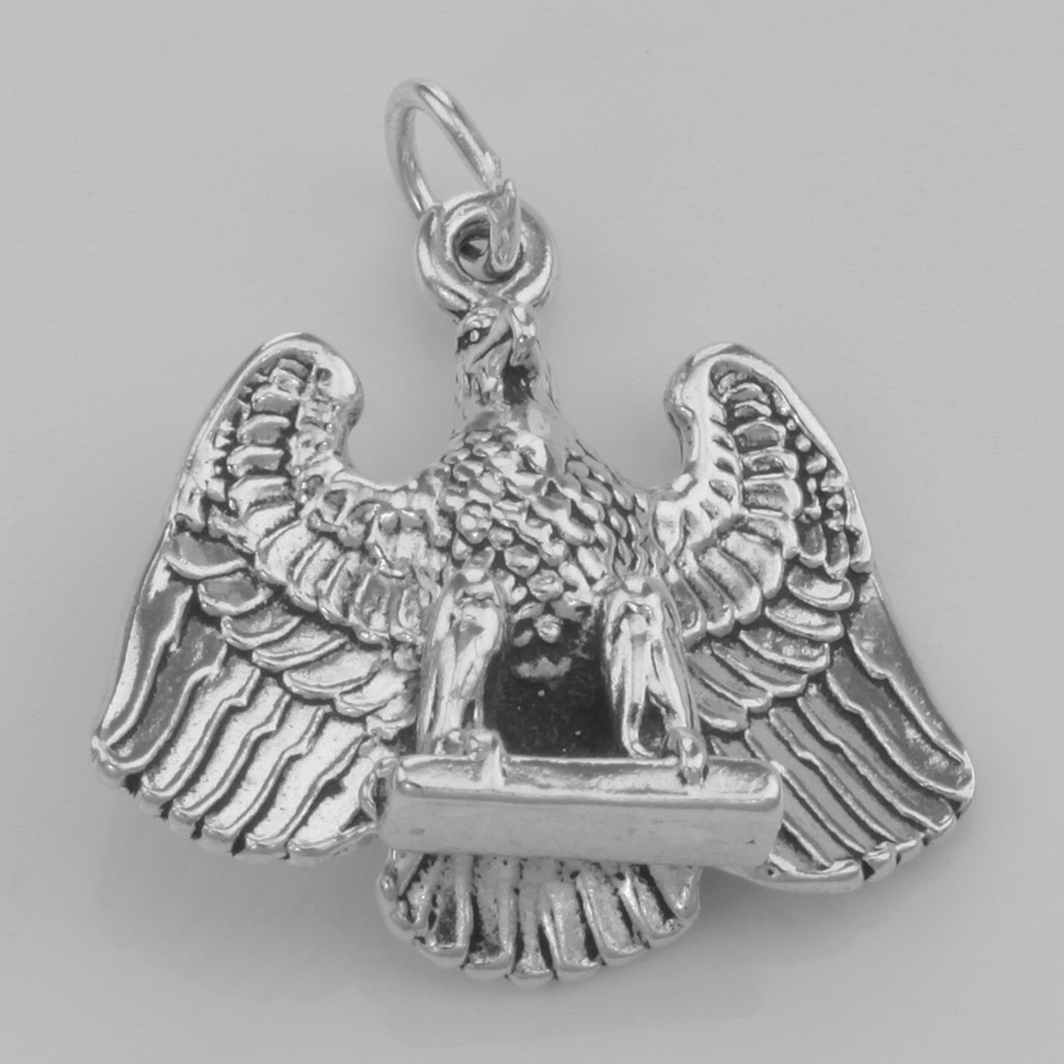 Detail view of Classic American Bald Eagle Charm or Pendant highlighting design details