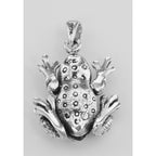 Back view of Frog Moveable Legs Charm Pendant - Movable showing 925 sterling silver hallmark and spring ring clasp