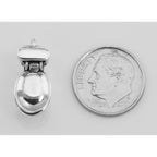 Detail view of Movable Toilet Charm Pendant Lid Opens - Potty highlighting design details