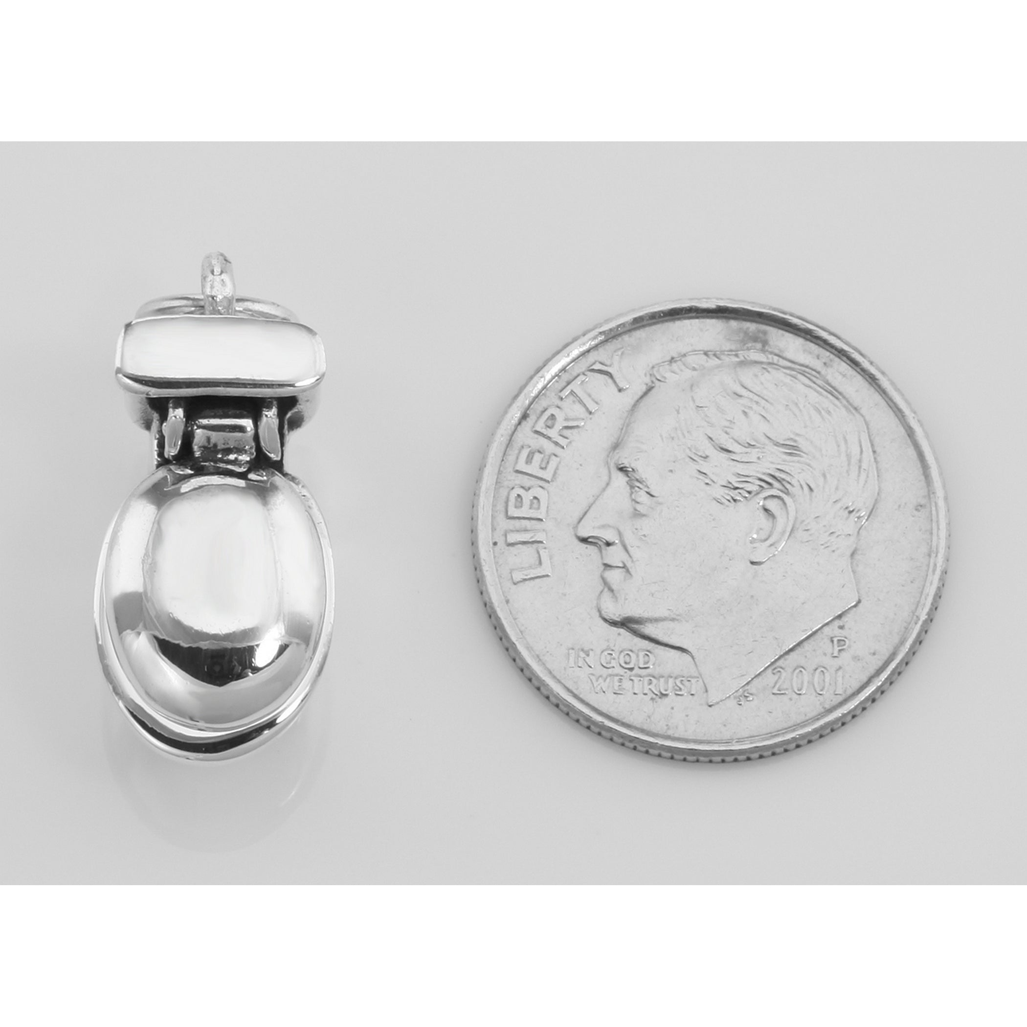 Detail view of Movable Toilet Charm Pendant Lid Opens - Potty highlighting design details