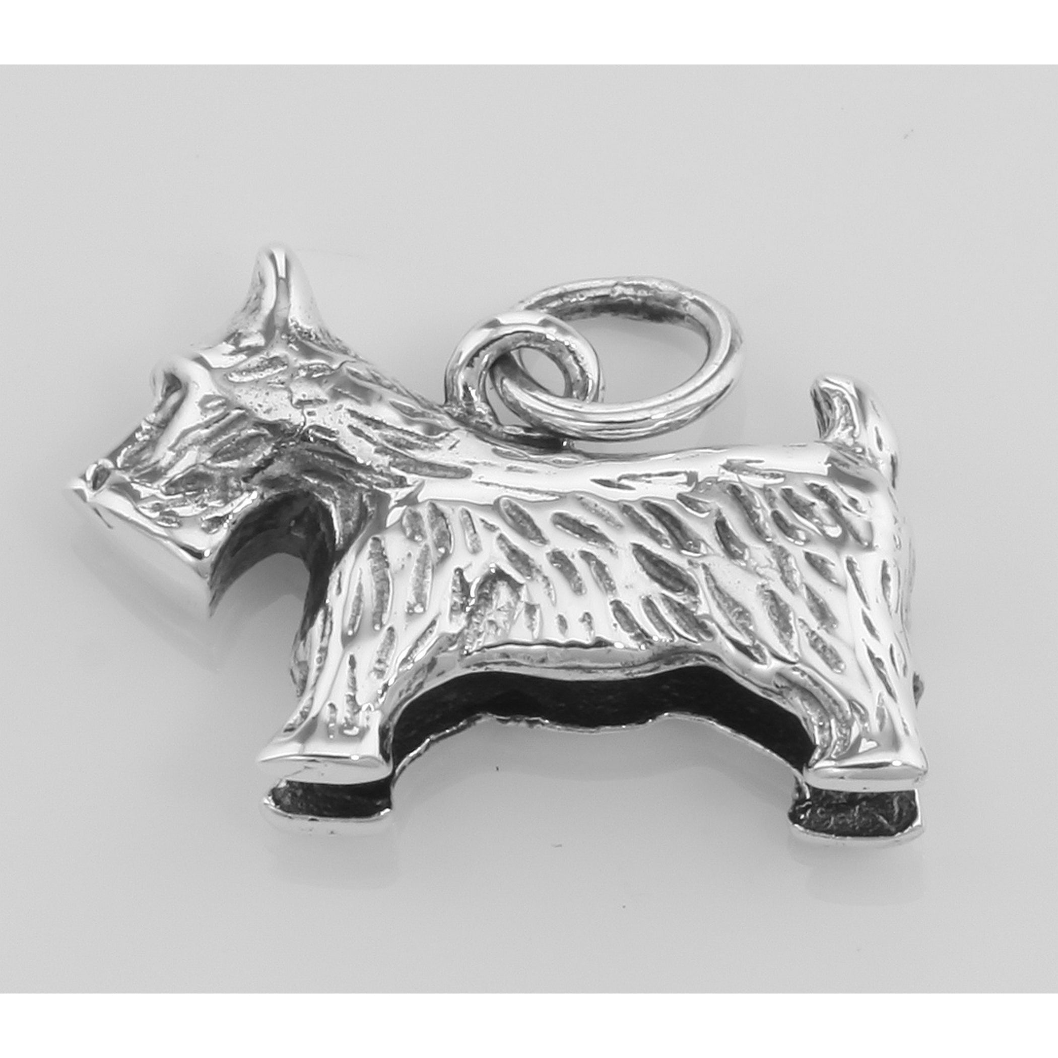 Detail view of Scottie Dog Charm Pendant highlighting design details