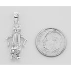 Back view of Moveable Cat Pendant Charm - Movable showing 925 sterling silver hallmark and spring ring clasp