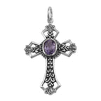 Amethyst, sterling silver pendants, front view