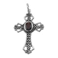 Garnet, sterling silver pendants, front view