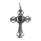 Garnet, sterling silver pendants, front view