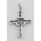Back view of Antique Style Cubic Zirconia / Marcasite Cross Pendant Sterling Silver showing 925 sterling silver hallmark and 