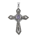 Antique style, Amethyst, Marcasite, sterling silver pendants, front view