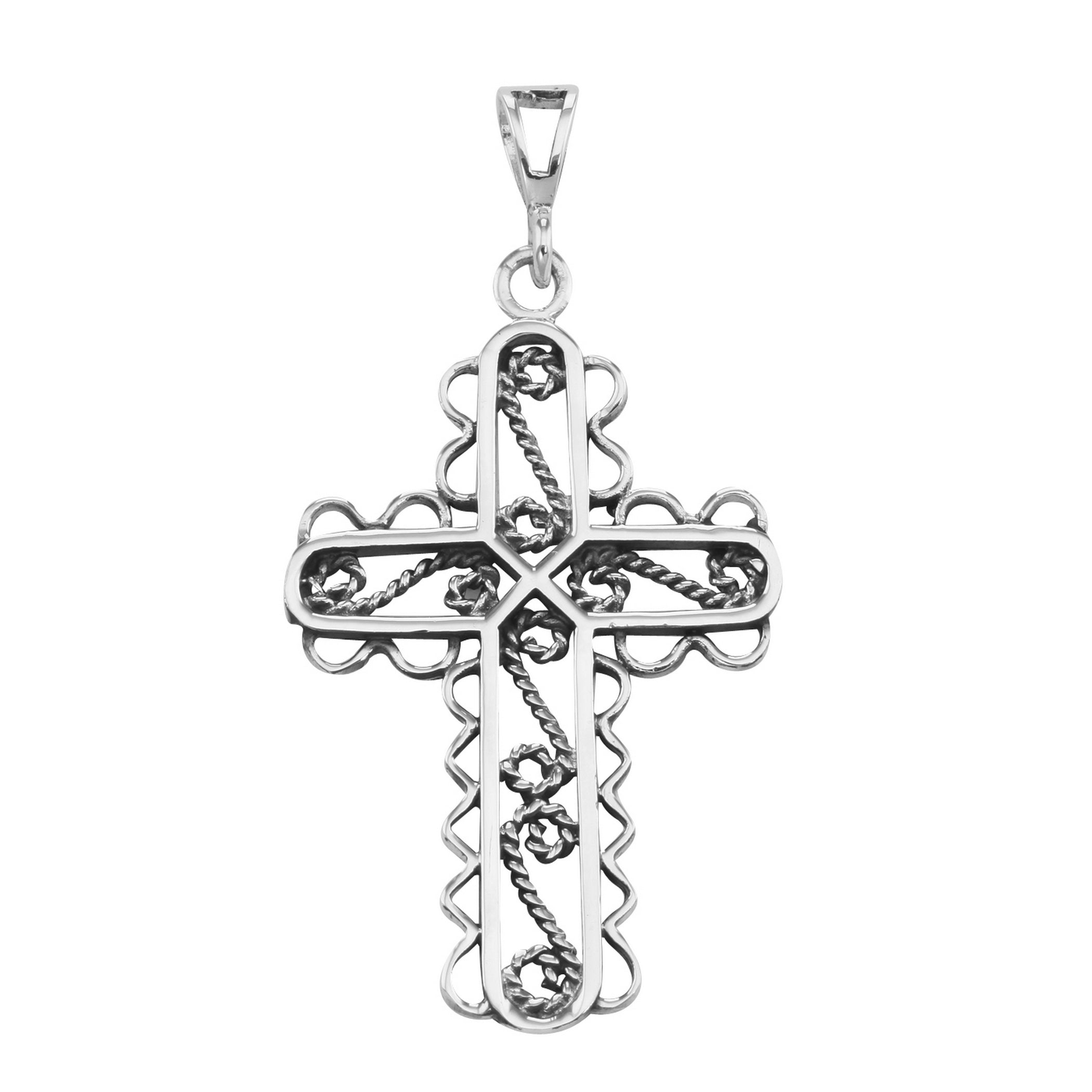 Filigree, sterling silver pendants, front view
